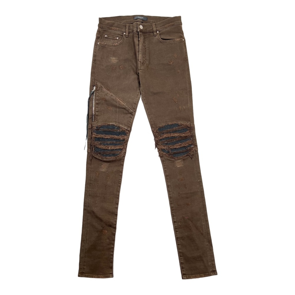 AMIRI MX2 Black Leather Patchwork Skinny Jeans